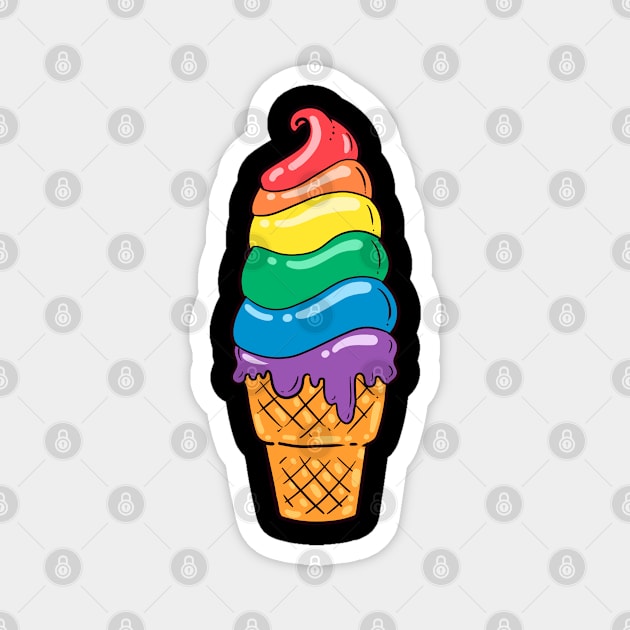 Gay Pride Gift Product LGBT Rainbow Ice Cream Tee Tank Top Magnet by Linco