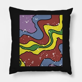 Rich Earthy Abstract Retro Liquid Swirls Pillow