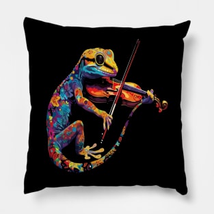 Gecko Playing Violin Pillow