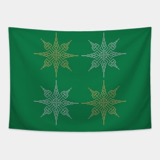 Pixel Snowflake Pattern Style 1 in Silver and Gold Tapestry