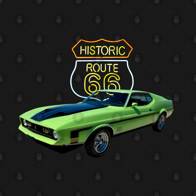 1971 Mustang Mach 1 in our route 66 series on back by Permages LLC