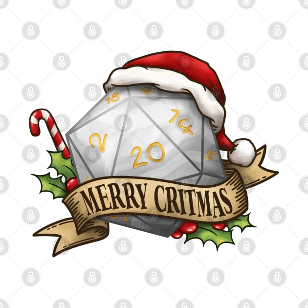 D20 Merry Critmas Dice White by Takeda_Art