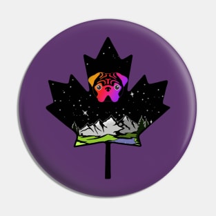 Canadian Maple Leaf Pug - Orange/Pink/Purple Pin