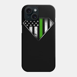 Military - Thin Green Line - Super Patriot Shield - Patriotic - American Flag Shield - USA Flag Shield Phone Case