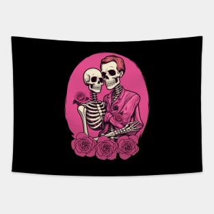 Preppy Skeleton, valentines day, pink skull Tapestry