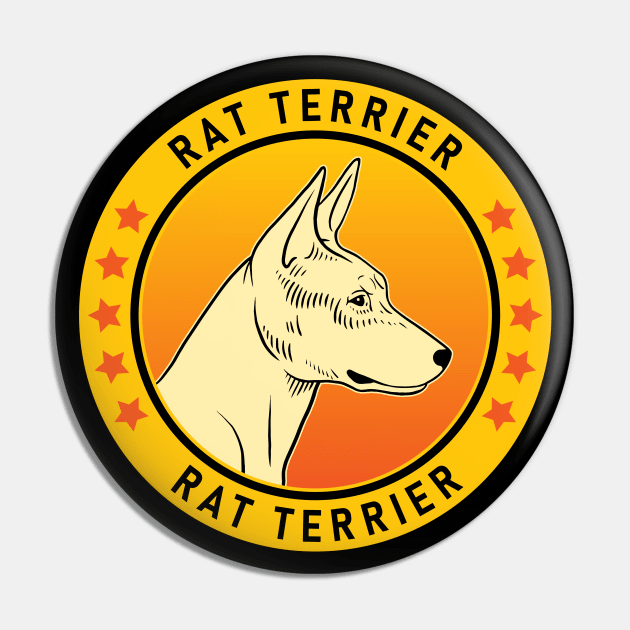 Rat Terrier Dog Portrait Pin by millersye
