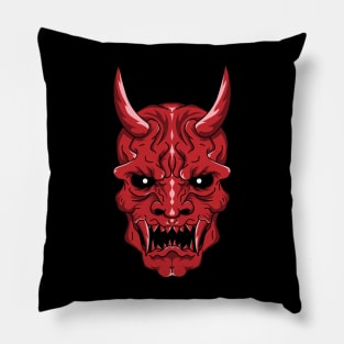 Oni Demon Skull - Red Pillow