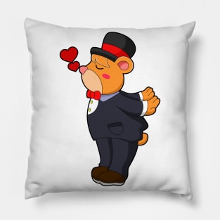 Bear as Groom with Suit & Hat Pillow