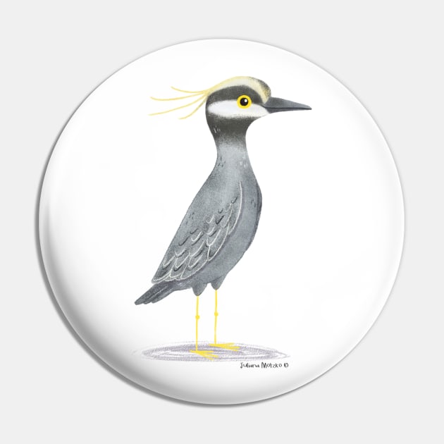 Yellow Crowned Night Heron Bird Pin by julianamotzko