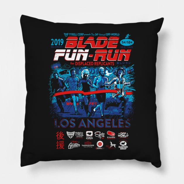 Blade Fun-Run for Displaced Replicants Pillow by Captain_RibMan