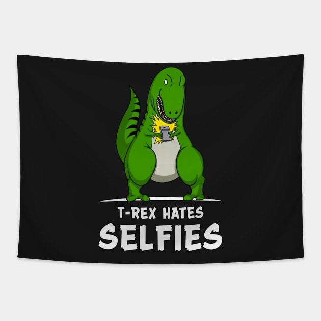 T-Rex Dinosaur Hates Selfies Comedy Tapestry by underheaven