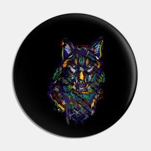 Wolf colorful illustration Pin