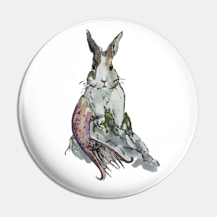 Mermaid Bunny on Rock Pin