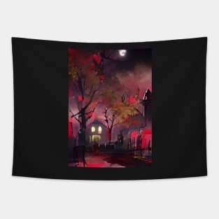 QUIET VILLAGE NIGHT Tapestry