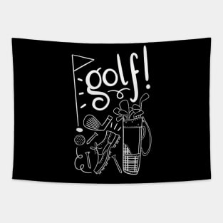 Golf_in white lettering Tapestry