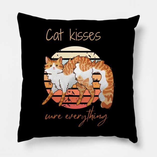 Cat kisses cure everything - Red Bicolor Furbaby - Gifts for Cat Lovers Pillow by Feline Emporium