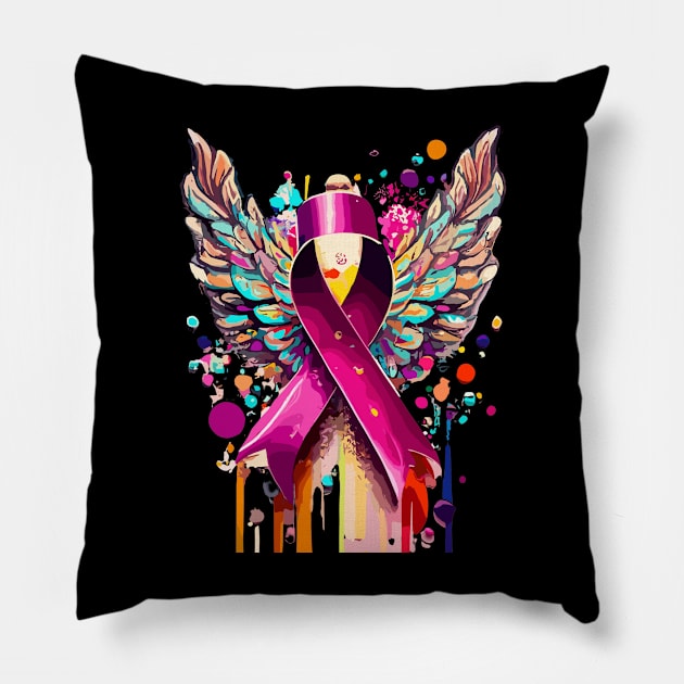 pink ribbon Pillow by vaporgraphic