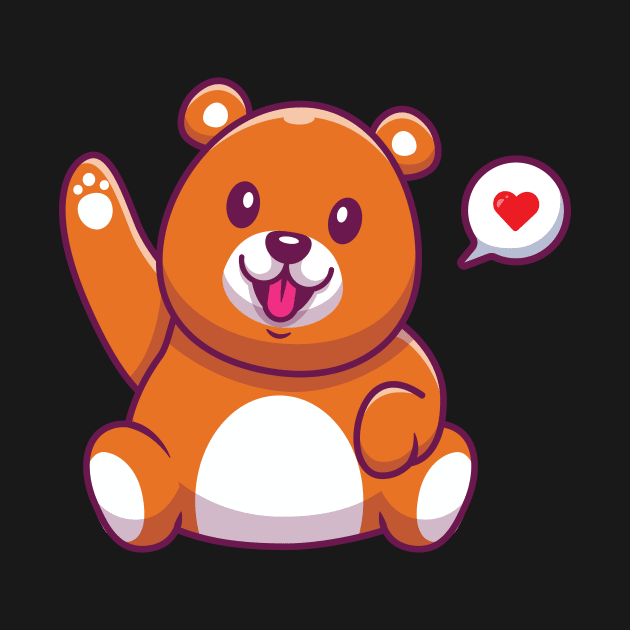 Cute Bear Waving Hand Cartoon by Catalyst Labs