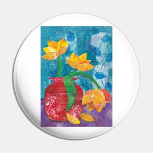 Tulips in mixed media collage Pin