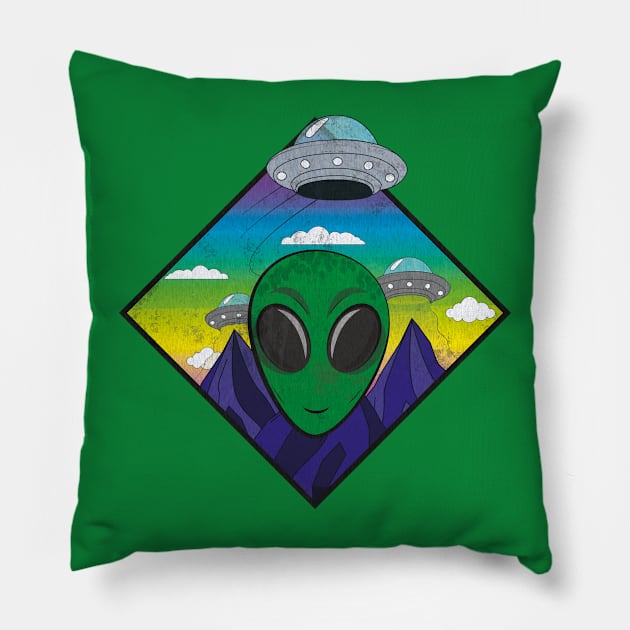 Alien Attack Pillow by HarlinDesign