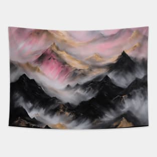 Pink and Gold Mountain Dreamscape Tapestry