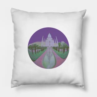 Taj Mahal circle purple Pillow