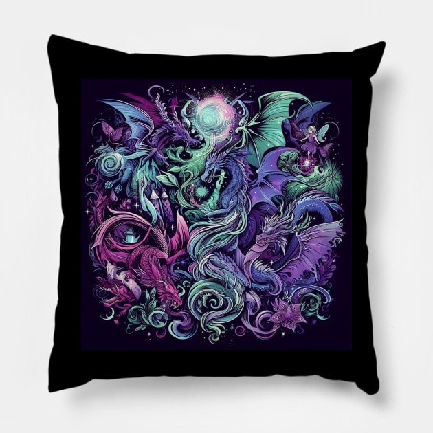 Enter the Realm of Dreams and Fantasy Pillow by Kroot's Alley