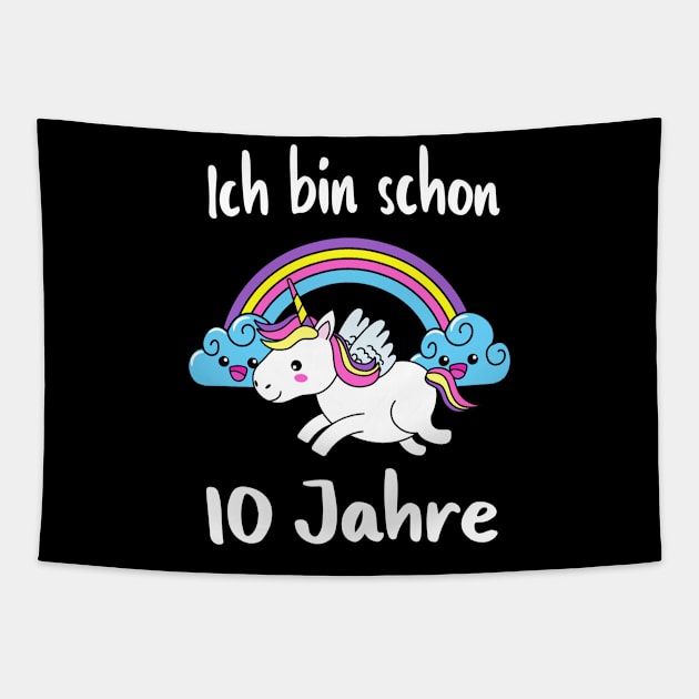 Ich bin schon 10 Jahre alt Einhorn Mädchen Bday Tapestry by Foxxy Merch