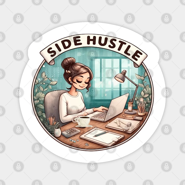 Side Hustle And Work From Home Magnet by The Global Worker