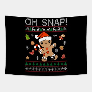 Oh Snap Gingerbread Cookie Christmas Ugly Sweater Tapestry