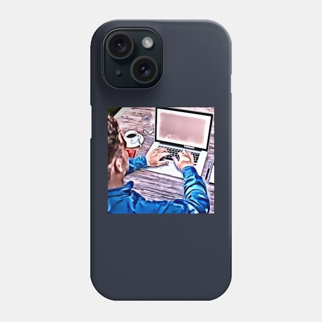 Businessman Blue Laptop Pink Phone Case by Lebihanto