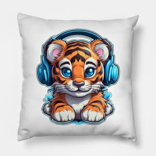 Blue Jungle Jams: Graffiti Tiger Cub Pillow