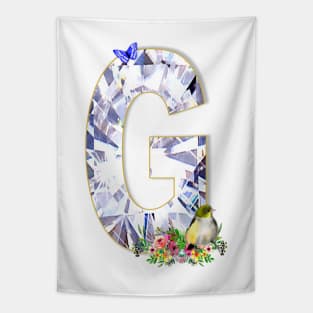 Name Initial Letter G and Silvereye Bird Tapestry