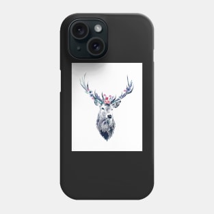 Pointillism (dotty) Deer with flower crown Phone Case