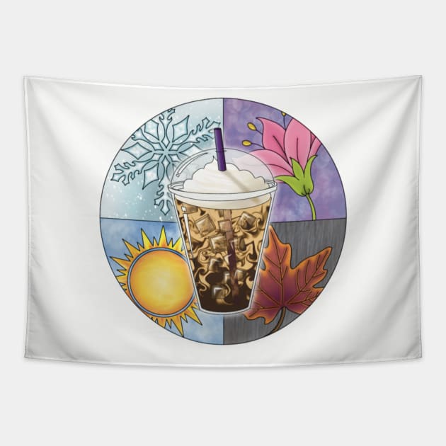 Iced Coffee For All Seasons Tapestry by TheEmeraldOwl_byKaitlyn