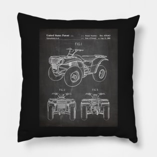 Atv Quad Bike Patent - Off-Roader Motorsports Fan Art - Black Chalkboard Pillow