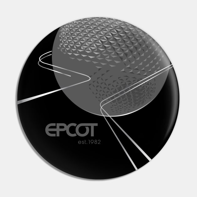 EPCOT Spaceship Earth Grayscale Simplified Shirt Design - for Front Pin by Blake Dumesnil Designs