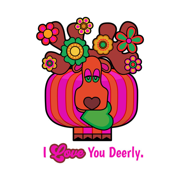 Disover I Love you Deerly - 1970s Retro - T-Shirt