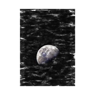 Partial Bright Moon In The Night Sky. For Moon Lovers. T-Shirt