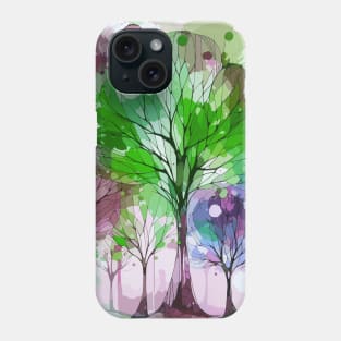 Colorful Green Coral Pink Abstract Trees Phone Case