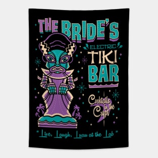 Bride of Frankenstein Tiki Bar - Retro Vintage Creepy Cute Surf Tapestry