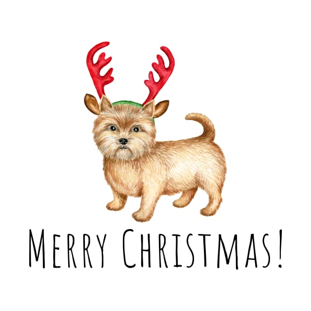 Cute Norwich terrier , Christmas dog by Simple Wishes Art