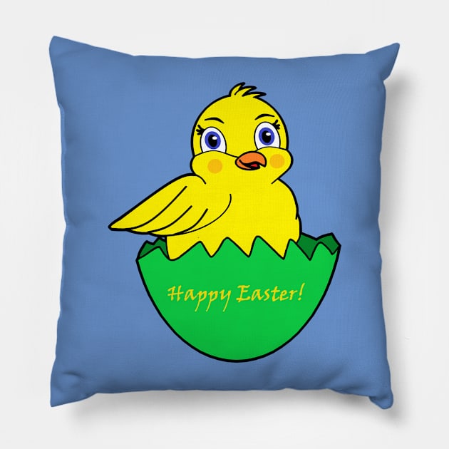 Happy Easter Chick! Pillow by JeanKellyPhoto