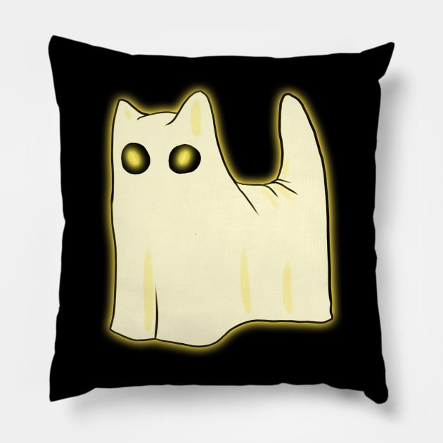 Ghost Cat Pillow by liquidruby