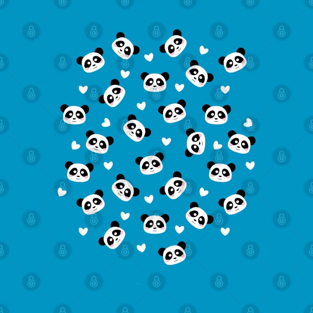 Panda bear tee pattern with hearts by UniFox