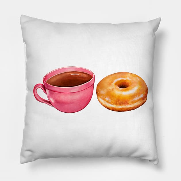 Coffee & Glazed Donut Pillow by KellyGilleran