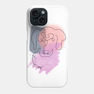 Abstract Dog Line Art with Watercolor Blobs Phone Case