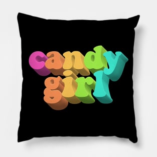 Candy Girl - Cute Rainbow Typographic Design Pillow
