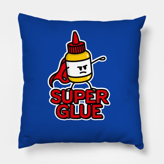 Super glue pun super hero pun hero Halloween costume Pillow by LaundryFactory