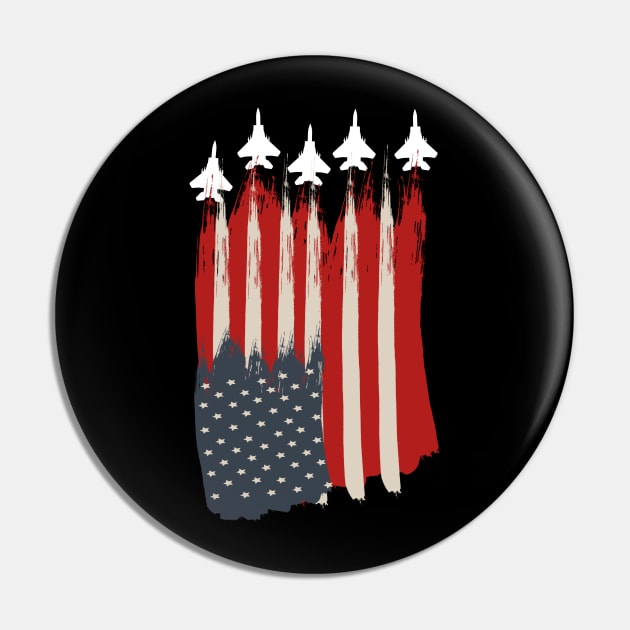 american flag and patriotic jets..4th of july gift Pin by DODG99